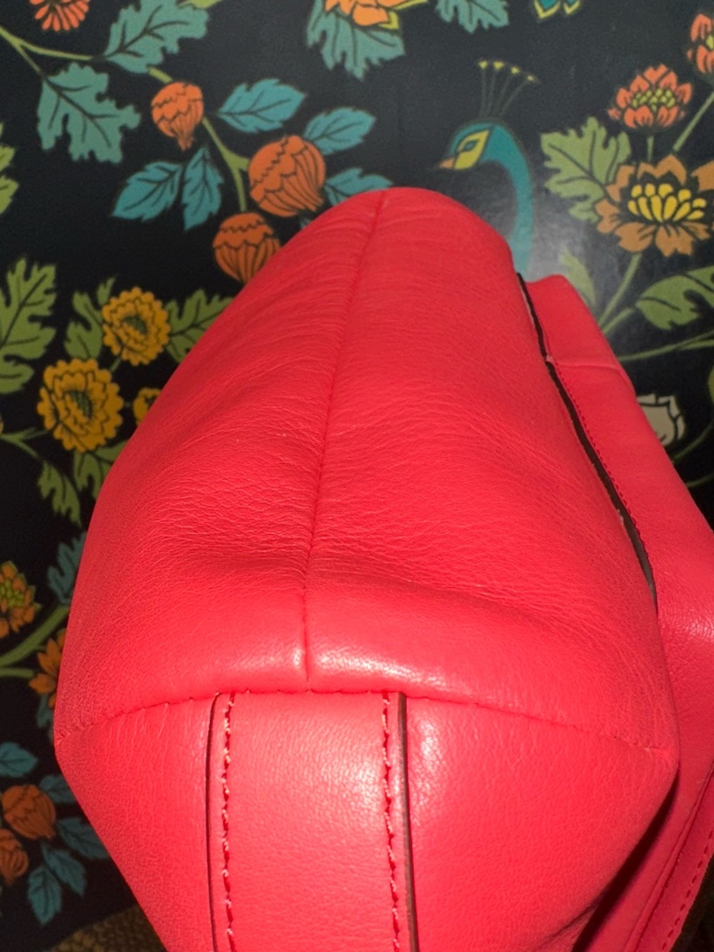 Coach Coral Red Leather Hobo Bag Turnlock Pocket Crossbody Strap Tassel 2012 - Picture 8 of 11